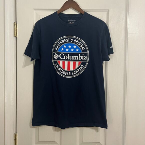 Columbia Sportswear American Flag T-Shirt | Navy Blue Size L - Picture 1 of 4